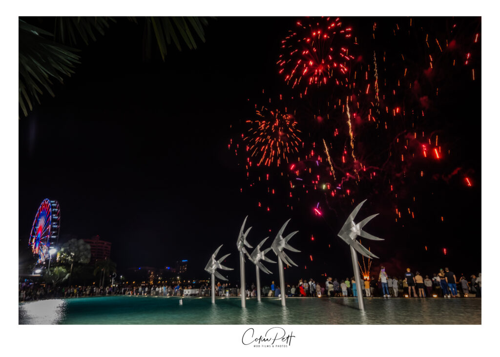 Cairns fireworks with fish and cairns eye