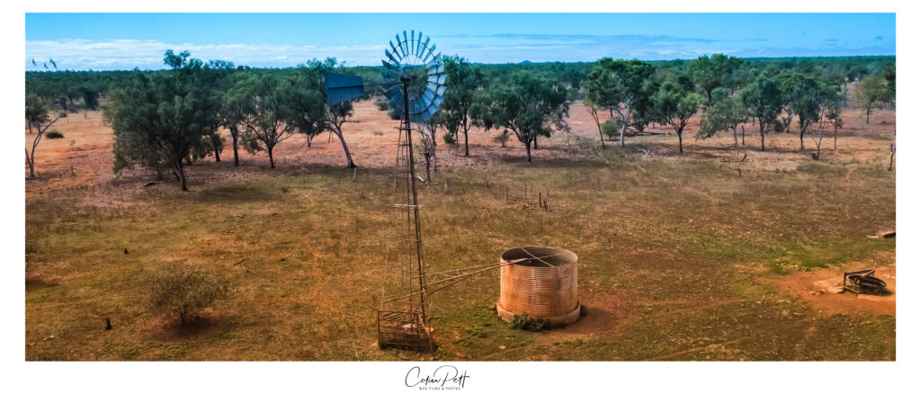 Windmill outback drone shot